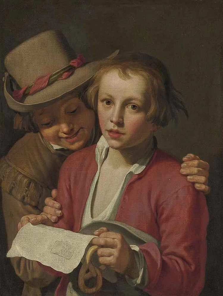 Due ragazzi con una lettera